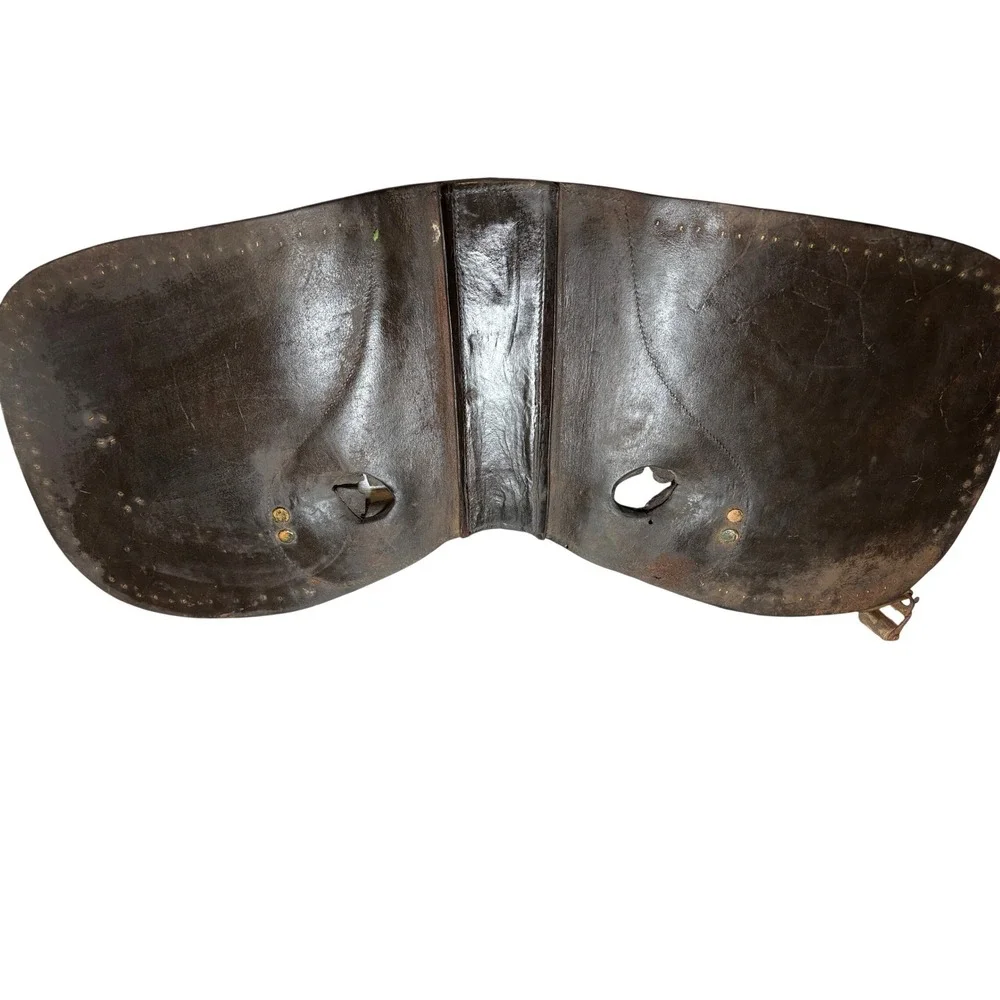 Vintage Studded Leather Motorcycle‎ Saddlebags AM Brass Detail Distressed